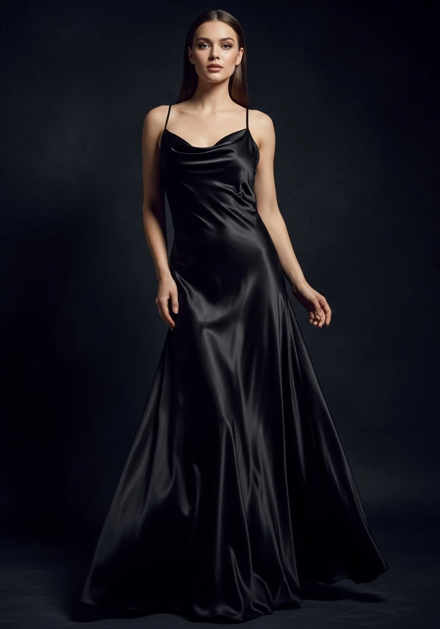 Rochie neagră din satin