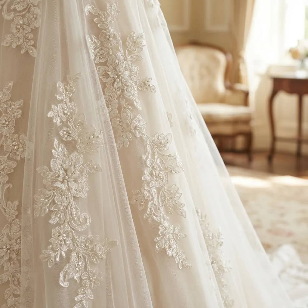 Rochie de mireasă elegantă cu dantelă și detalii fine